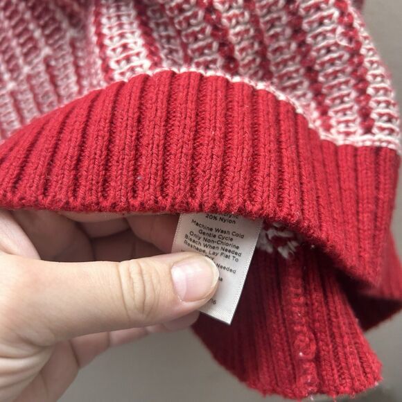 Talbots Womens Sweater Large Red Cable Knit Cotton Blend Pullover Long Sleeve - Picture 4 of 6